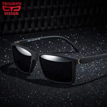 TRIUMPH VISION черные поляризованные солнцезащитные очки для мужчин Квадратные Зеркальные очки для водителя Мужские Винтажные классические дизайнерские Gafas de sol