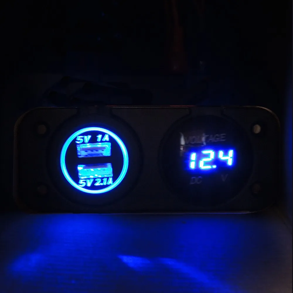 12 В/24 В Dual USB LED цифровой Дисплей вольтметр гнездо для автомобиля Мотоцикл Авто-прикуриватели Зарядное устройство Напряжение метр тестер