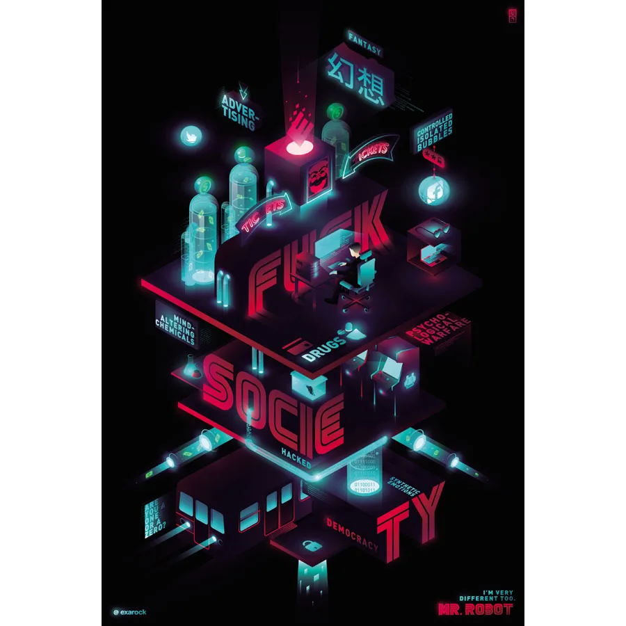 

J1326- Mr Robot Season 2 TV Series Pop 14x21 24x36 Inches Silk Art Poster Top Fabric Print Home Wall Decor
