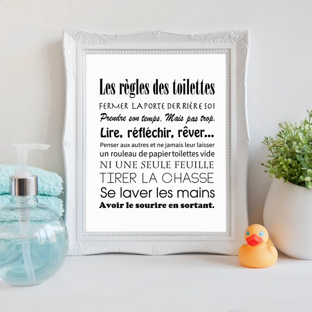 French Toilet Rules Canvas Art Print Poster Home Bathroom Canvas
