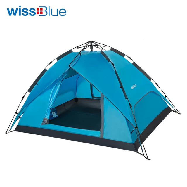 Best Price Wissblue Automatic Tent Fiberglass Ultralight 3-4 Person Double Layers Waterproof  Camping Hiking Fishing Tent 4 Season 