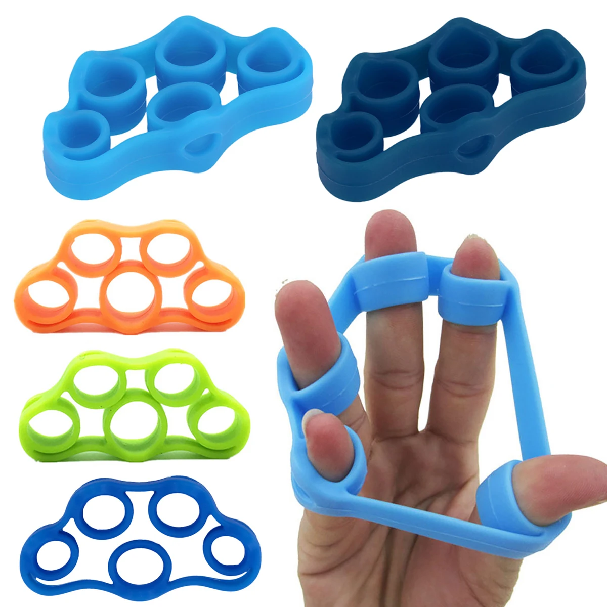 MAYITR 1Pcs Silicone Finger Gripper Strength Trainer Resistance Band Hand Grip Wrist Yoga Stretcher Wrist Rock Climbing Exercise