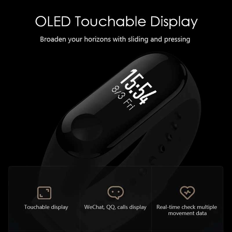 Xiaomi Mi Band 2 3 Fitness Tracker Waterproof Sport Smart Band Bracelet Heart Rate Smart Wristband LED Smartband For Android IOS
