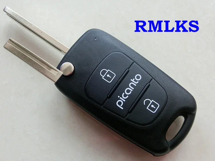 

RMLKS Replacement Car Flip Folding Key Shell Blank Remote Fob Shell For Hyundai Solaris Accent For Kia Picanto Uncut Blade