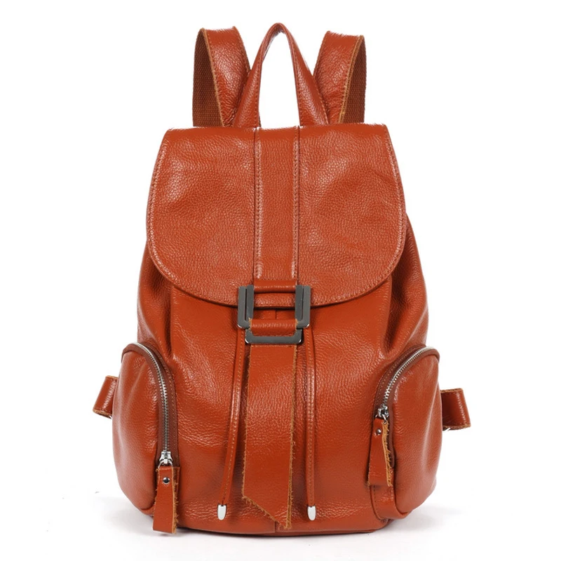 Genuine leather women preppy style fashion backpacks female travel ...