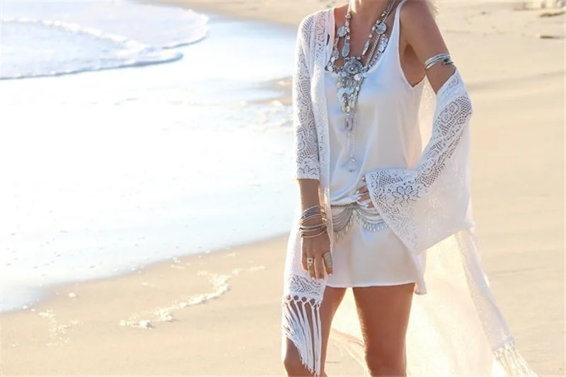Новое поступление, Сексуальная Пляжная накидка со шнуровкой, белый купальник, Дамское парео, накидка, пляжная одежда, пляжный халат, Saida de Praia# Q39