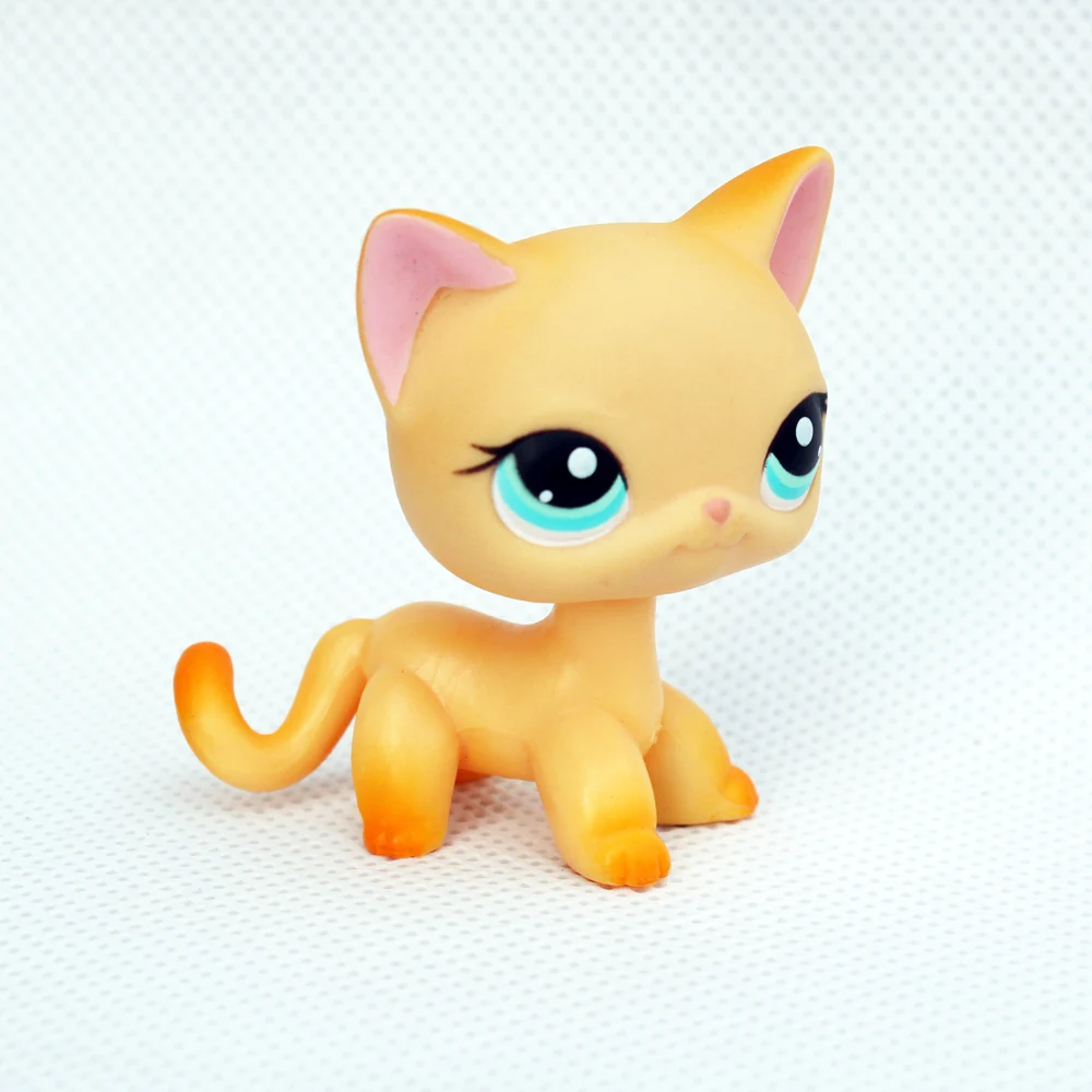 Реальные Редкие pet shop lps игрушечные лошадки животных kitty#339 Розовый уха синий средства ухода для век старый короткошерстая кошка