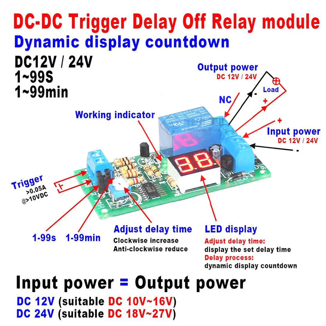 Dc 12v Led Display Digital Delay Timer Control Switch Turn