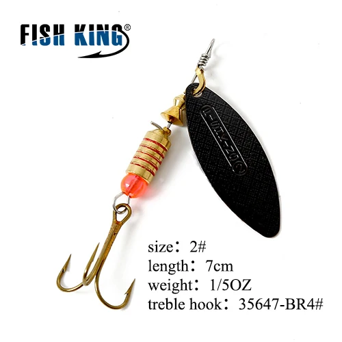 Fishing King 4 цвета 0#-5# spinner ложка приманки с металлической жесткой приманкой с тройным крючком рыболовные снасти Pesca - Цвет: Зеленый
