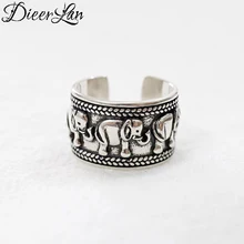 DIEERLAN Bijoux, модные, богемные, слон, антикварные, большие кольца, винтажные, свадебные украшения, 925 пробы, серебряные кольца для женщин, дам