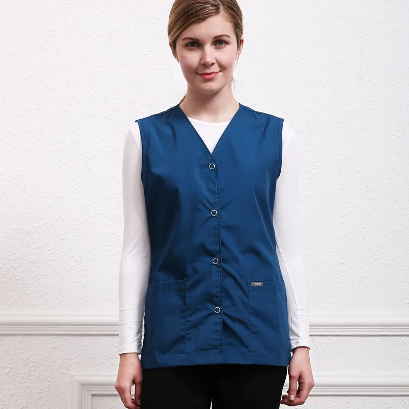 Ceil Women's Scrub Vests Jacket Performance Scrubs Snap Front Nursing Vest Multipocket Side