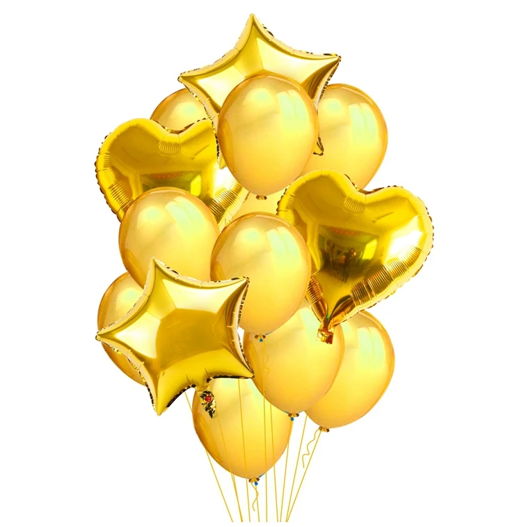 QIFU 14 шт. воздушные шары розового, золотого, серебряного цвета с украшением для дня рождения, Детские воздушные шары из фольги, надувные шары, товары для свадебной вечеринки