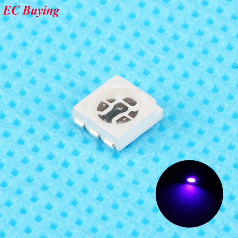 

10pcs Ultra Bright 5050 LED SMD Purple UV Chip Surface Mount 20mA Light-Emitting Diode LED SMT Bead Lamp Light DIY Practice