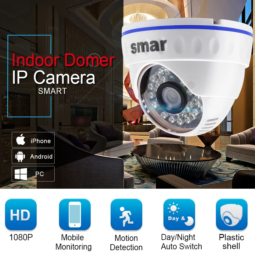 Tanie HD H.265 CCTV 1080P kamera IP 20fps z 3.6mm obiektyw Night Vision kamera sieciowa ICR Onvif P2P android iPhone XMEye widok