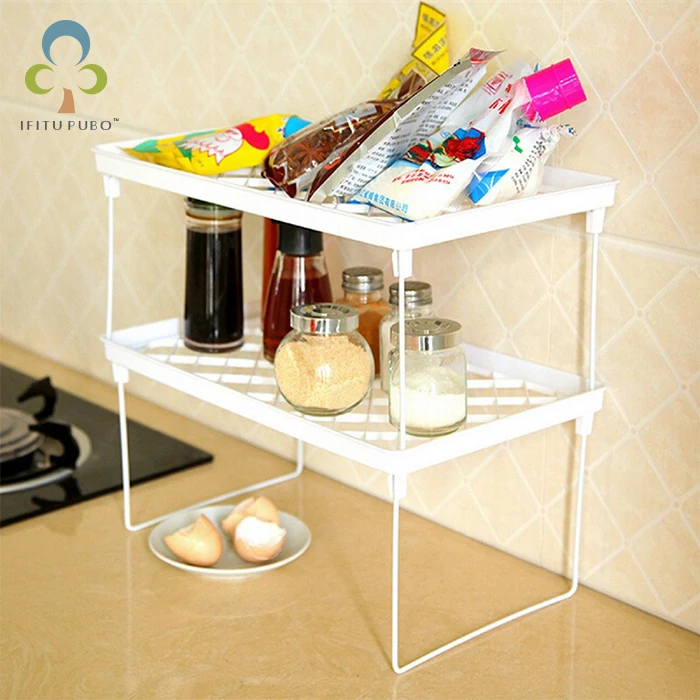 

14cm Superposition Shelf Multilayer Snap Type Plastic Foldable Storage Racks Kitchen Shelving Holders Multiuse Organizer RQX