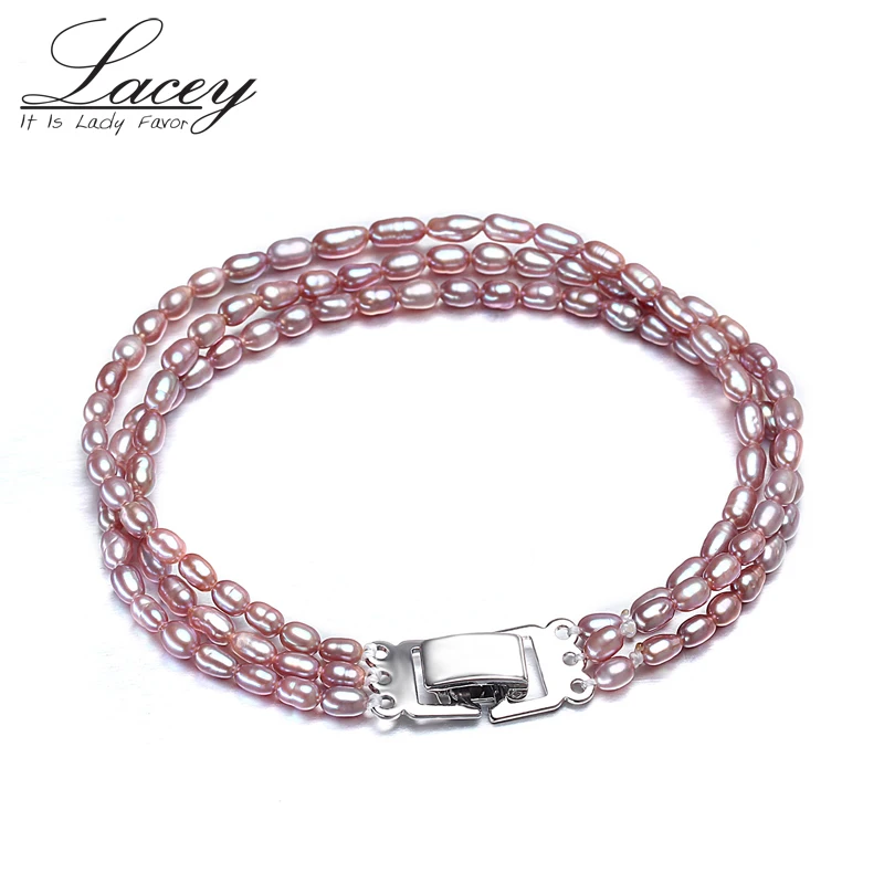 

Real natural freshwater pearl bracelets for women,Three strands bracelet jewelry pearl charms bracelet