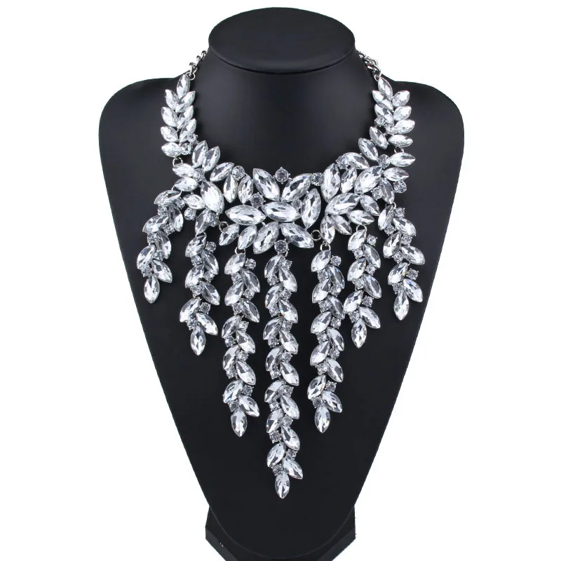Роскошное многослойное массивное Макси-ожерелье с большим великолепным кристаллом, ожерелье-чокер, Женское Ожерелье, модное ювелирное изделие