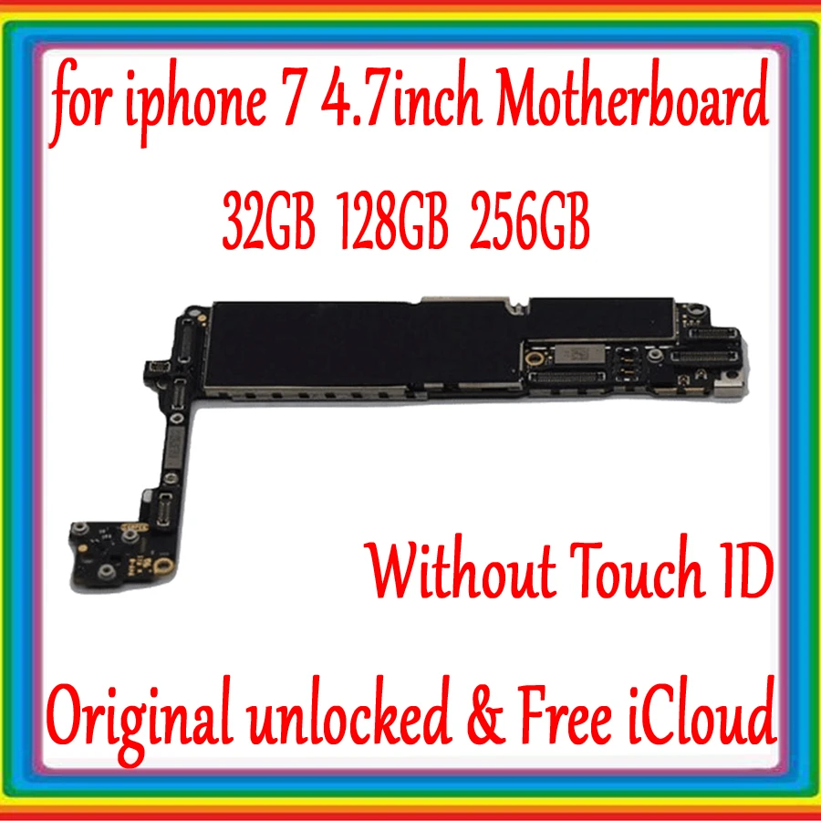 

For iPhone 7 Logic Boards Unlock With Touch ID/Without Touch ID Plate Full chips 100% Original For iPhone 7 Motherboard