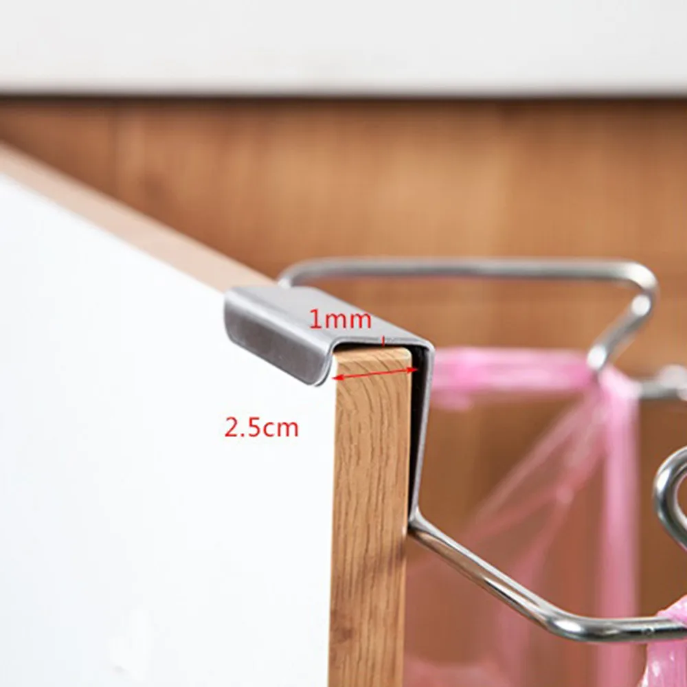 Stainless Steel Rack Garbage Bag Rack Hook Multi-function Kitchen Cabinet Hanger Kitchen Decoration