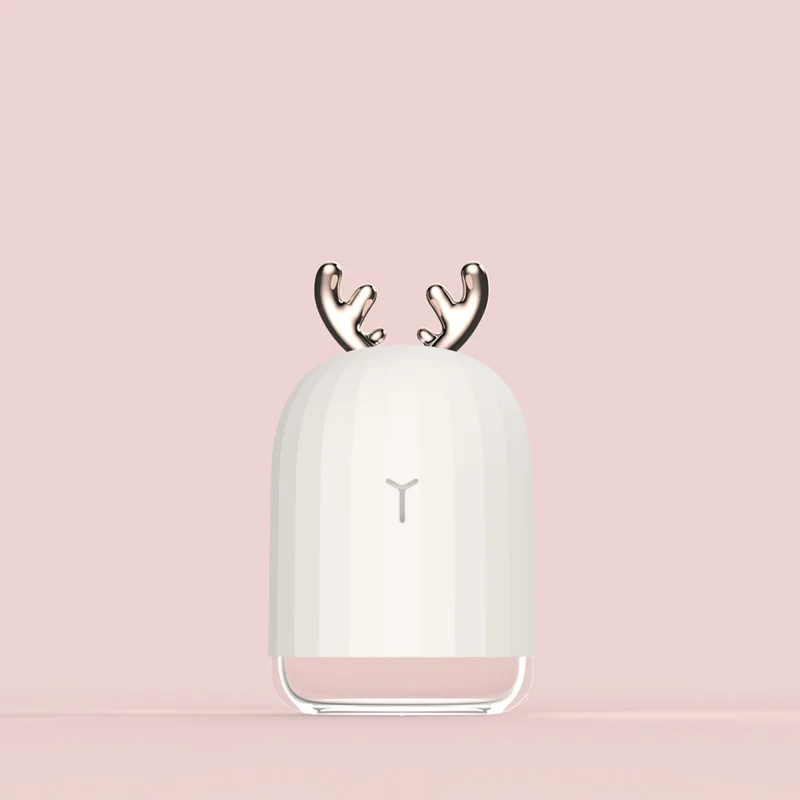 Мини USB Настольный очиститель воздуха тумана, резервуар для воды, украшение для дома и офиса, олень/кролик, увлажнитель воздуха, свет, офисный Настольный подарок - Цвет: white