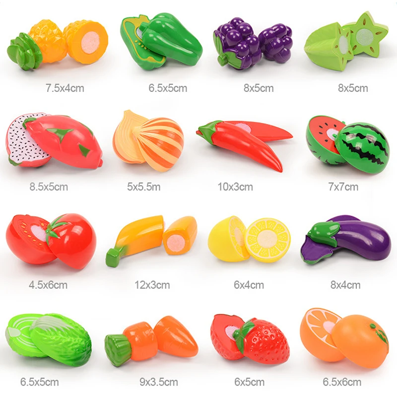 Kids Kitchen Plastic Vegetables Fruit Miniature Food Cutting Toy Children Pretend Play Educational Classic Toys for Girls Baby