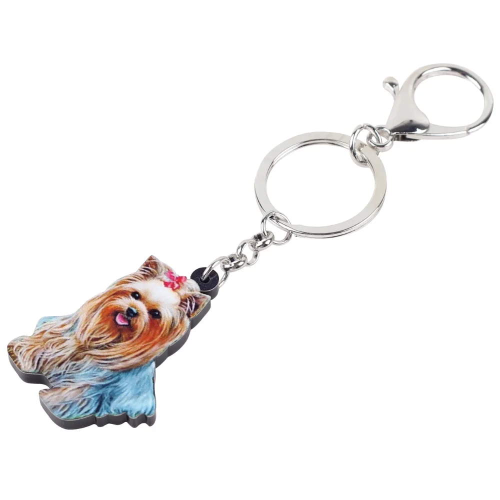 Bonsny акриловые брелки-цепочки для ключей с собачкой из мультфильма Shih Tzu, подарок для женщин и девушек, женские подвески-сумочки, модные ювелирные изделия, оптом, новинка