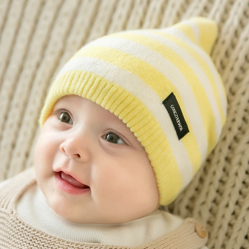 CieiK Newborn Photography Props Soft Baby Hat Warm Children Winter Cap Boys Girls beanie Infant Striped Muts Baby Accessories (16)