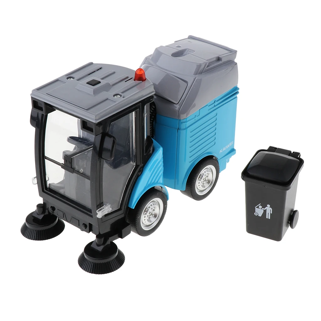 Street Sweeper Diecast Alloy Figure Vehicles Toy Car Pull-back Truck for Kids Children Pretend Play - Blue, 7 x 14.5 x 9.5cm