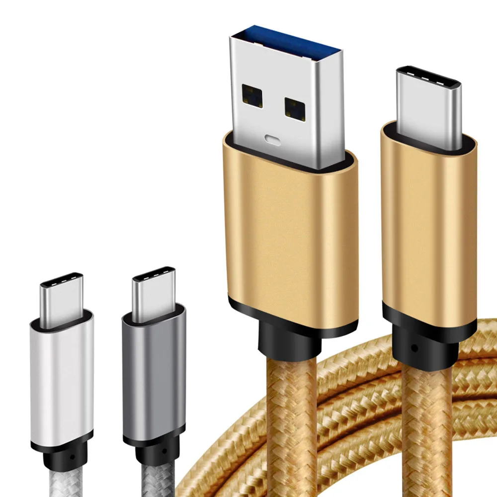 نوع-C سريع شحن كابل نقل بيانات 3A عالية الحالي USB-C3.0 النايلون النسيج عملية لسامسونج الهواتف المحمولة مثل الدخن الهواتف
