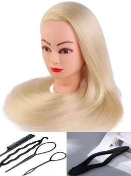 

CAMMITEVER Golden Hair Mannequin Head With 2 Sets Tools For Hairstyle Training Doll Cosmetology Female Woman Training Heads