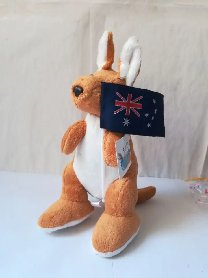 

about 22cm lovely cartoon kangaroo plush toy Australia flag kangaroo soft doll ,birthday gift b2552