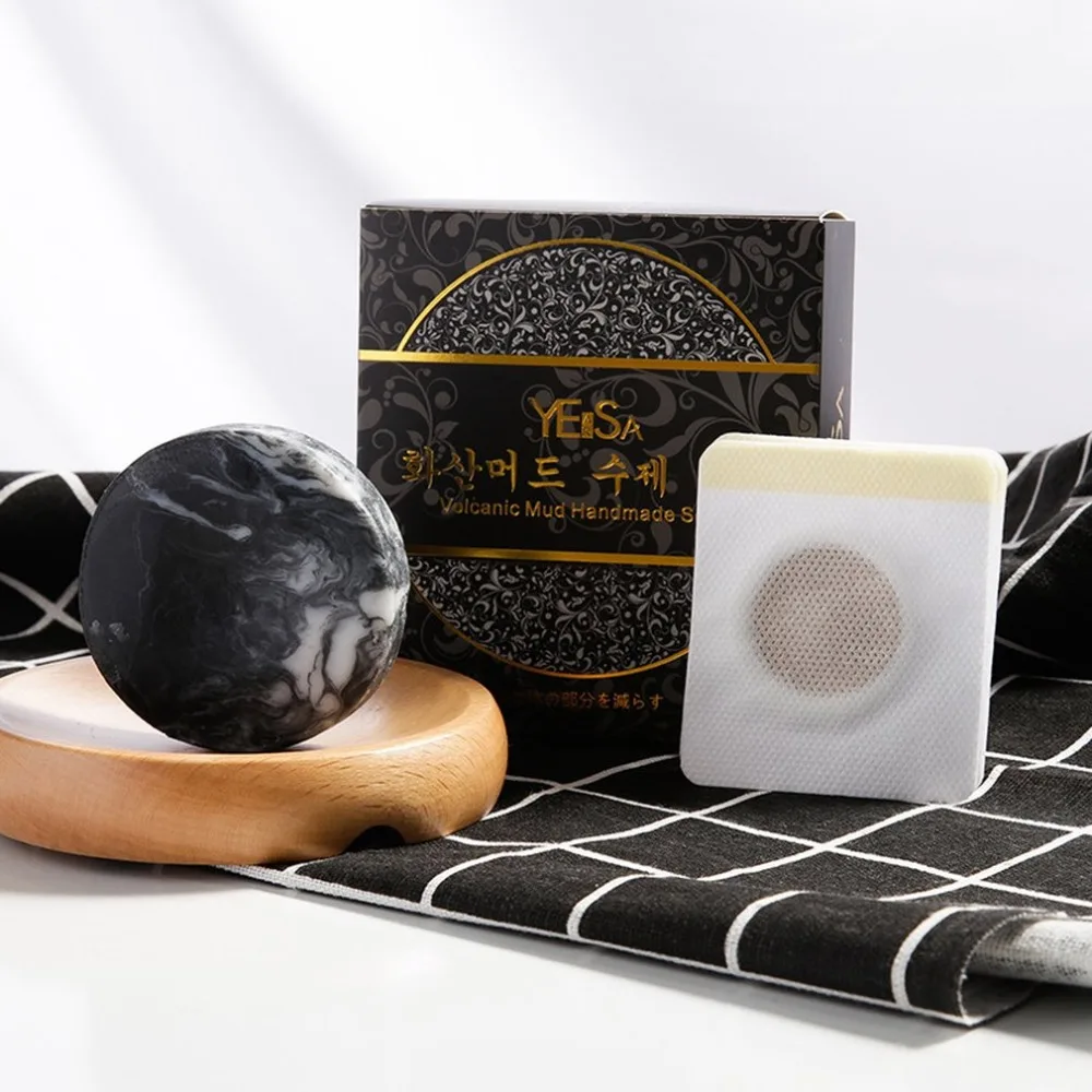 

1pcs Mineral Mud Volcanic Mud Soaping Body Shaping + 1pcs Beauty Navel Sticker Handmade Soap Durable shower face body skin care