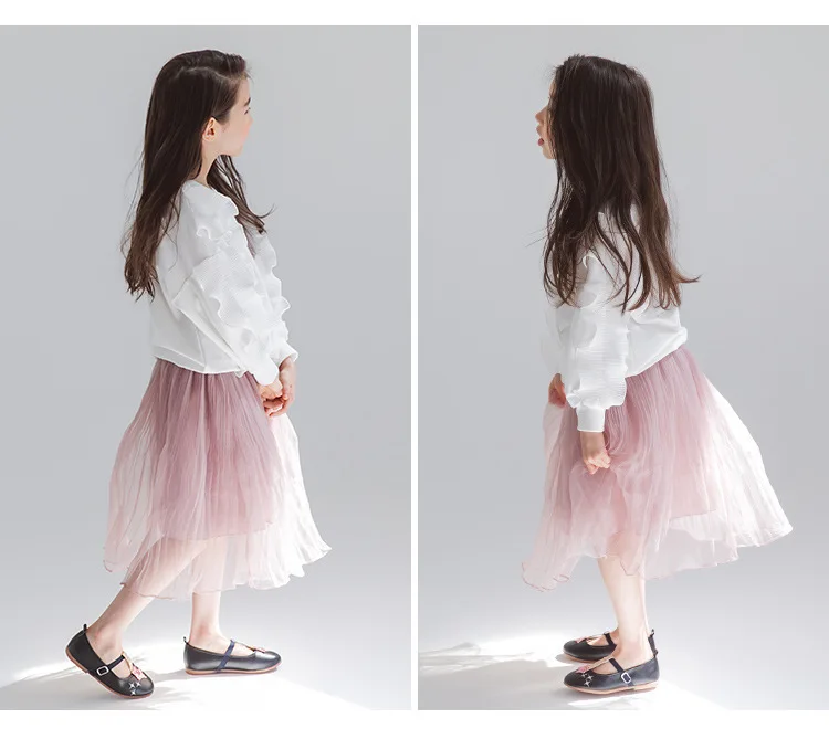 long school girl skirt spring summer autumn 2018 a line mid calf pink teen skirt for girls little children clothing (2).jpg