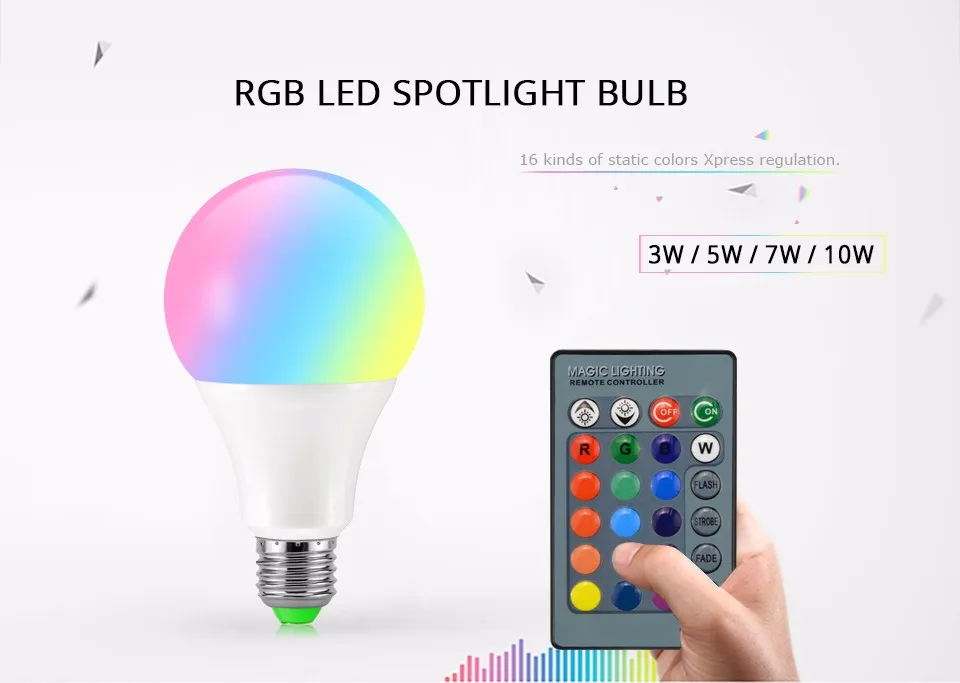 1 шт. E27 E14 GU10 волшебный RGB светодиодный лампы светильник переменного тока 110 V-220 V затемнения 3 Вт 5 Вт 7 Вт 10 Вт атмосферу праздника Точечный светильник светодиодный потолочный светильник