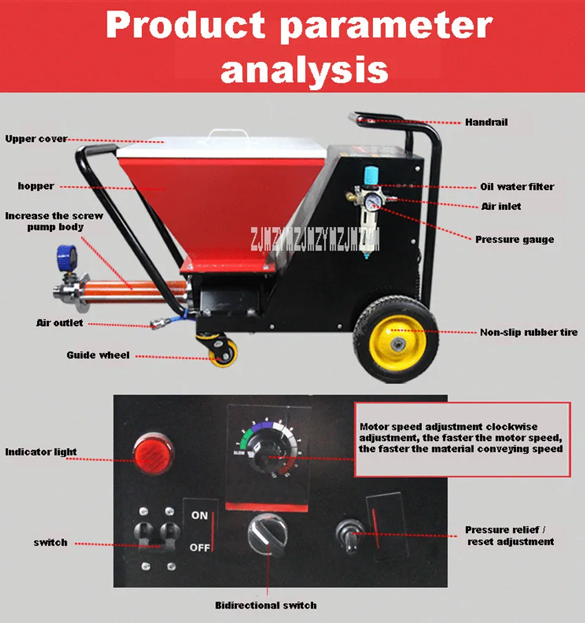 Professional Multi-function Electric Spraying Machine Real Stone Paint Putty Painting Machine 2800W 220V/50HZ 18L/min TU-9