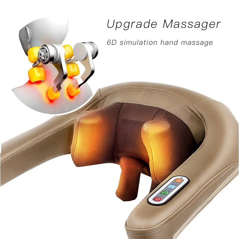6D разминающий массажер u-образный домашний электрический массажер для тела Расслабляющий массаж шеи спины плеча шиацу инфракрасный массажер