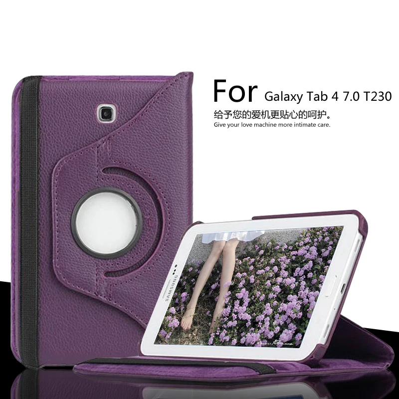 

For Samsung Galaxy Tab 4 7.0 T230 T231 360 Degree Rotating Case Leather Cover Galaxy Tab 4 T235 Litchi PU Protective Case