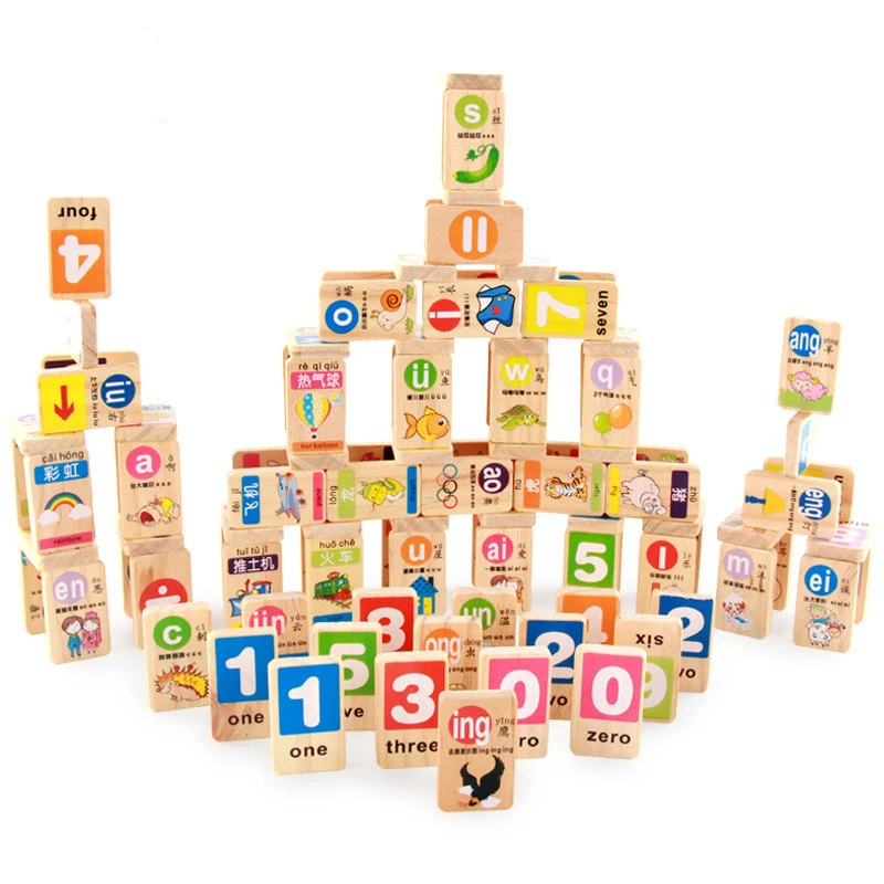100 шт./компл. стандартное деревянное домино китайский, пиньинь цифровой домино блоки Детская развивающая игрушка для детей игрушки