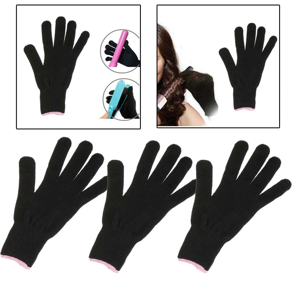 3PCS Heat Resistant Gloves Hot Proof Protection Gloves for Hair Styling Tool Straightener Brush Heat Blocking for Curling Wand