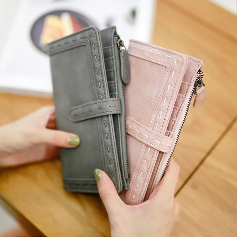 

2017 New Korean Style Woman Wallet Zipper Hasp Lady Purse With Large Capacity Manual Linen Thread Design MT100996