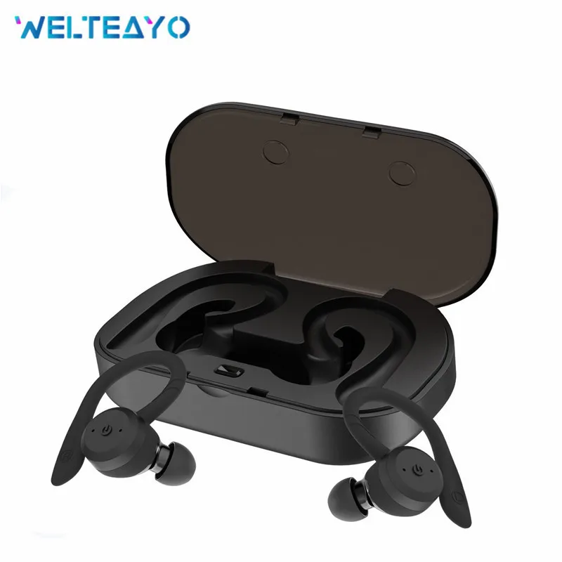 

Ear Hook Bluetooth 5.0 Headset TWS Dual Microphone Sports Headphones True Wireless Earbuds IPX7 Waterproof In-ear Earphones