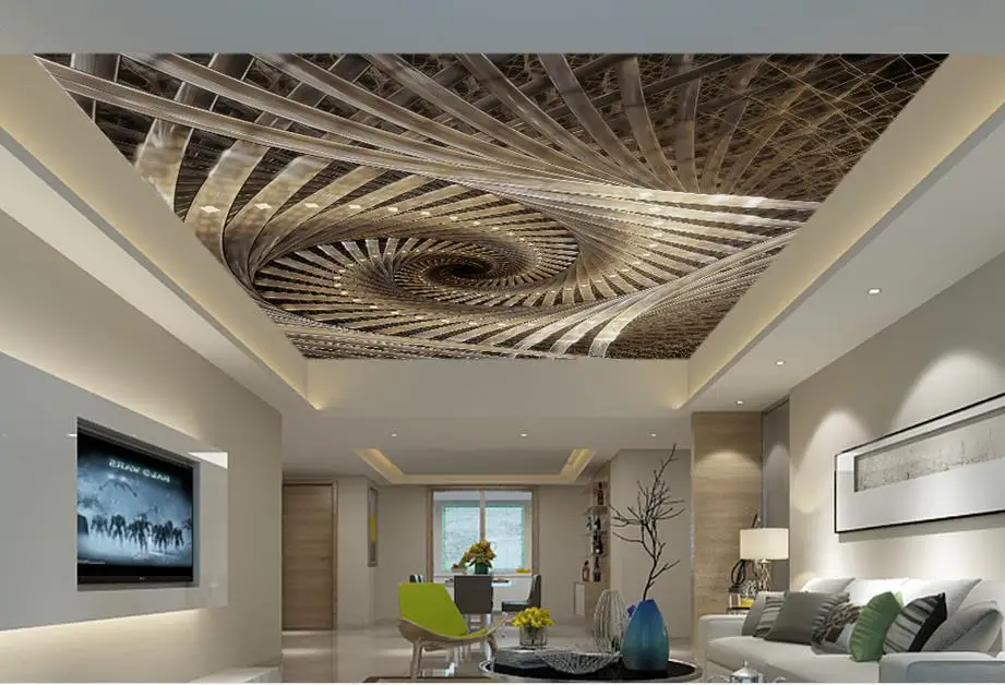 Us 19 2 52 Off Custom 3d Modern Ceiling Murals Spiral Royal Geometric Art 3d Wallpaper For Ceiling Living Room Wallpaper Large Wall Mura In