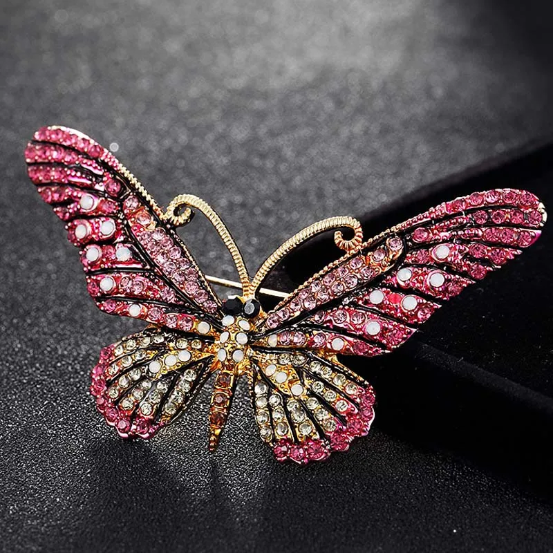 Cute Pink Butterfly Brooch Jewelry For Women Enamel Brooches Corsage Fashion women s Brand Wedding Brooches Bouquet Scarf Pins