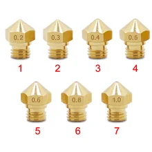 1PCS 3D Printer Accessories M7 Brass Thread Nozzle MK10 0.2 / 0.3 / 0.4 / 0.5 / 0.6 / 0.8 / 1.0mm for 1.75mm Extruder Print Head