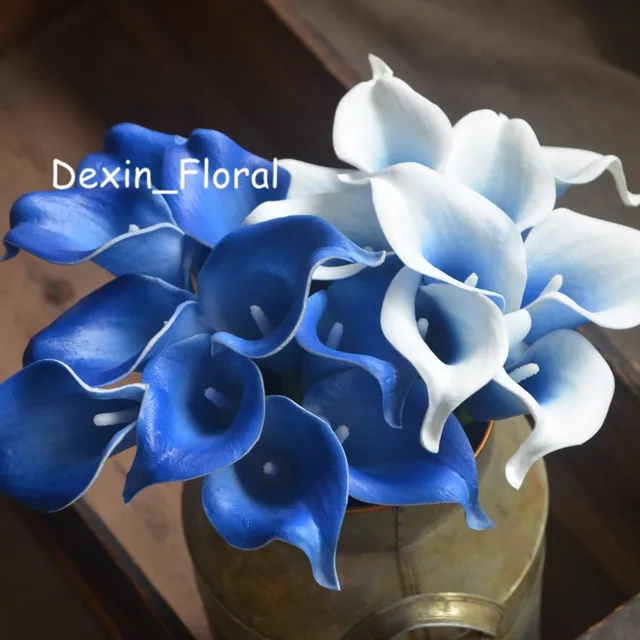 Pico Royal Blue Calla Lilies Real Touch Flowers For Silk Wedding Pico Royal Blue Calla Lilies Real Touch Flowers For Silk Wedding Bouquets Artificial Lily
