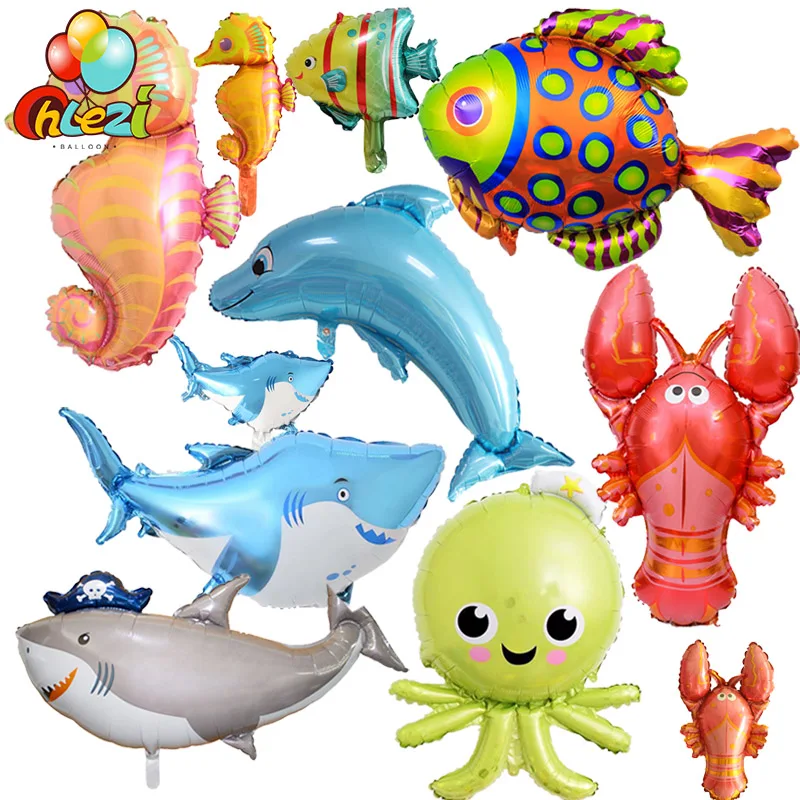1 шт. большие воздушные шары в виде рыб и животных на день рождения Акула Омар осьминог надувные игрушки морские украшения для тематических вечеринок душ детская игрушка