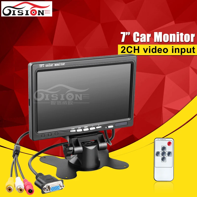 

7inch tft color car monitor vga interface car parking rear view reverseing monitor for dvr/ car camera free shipping