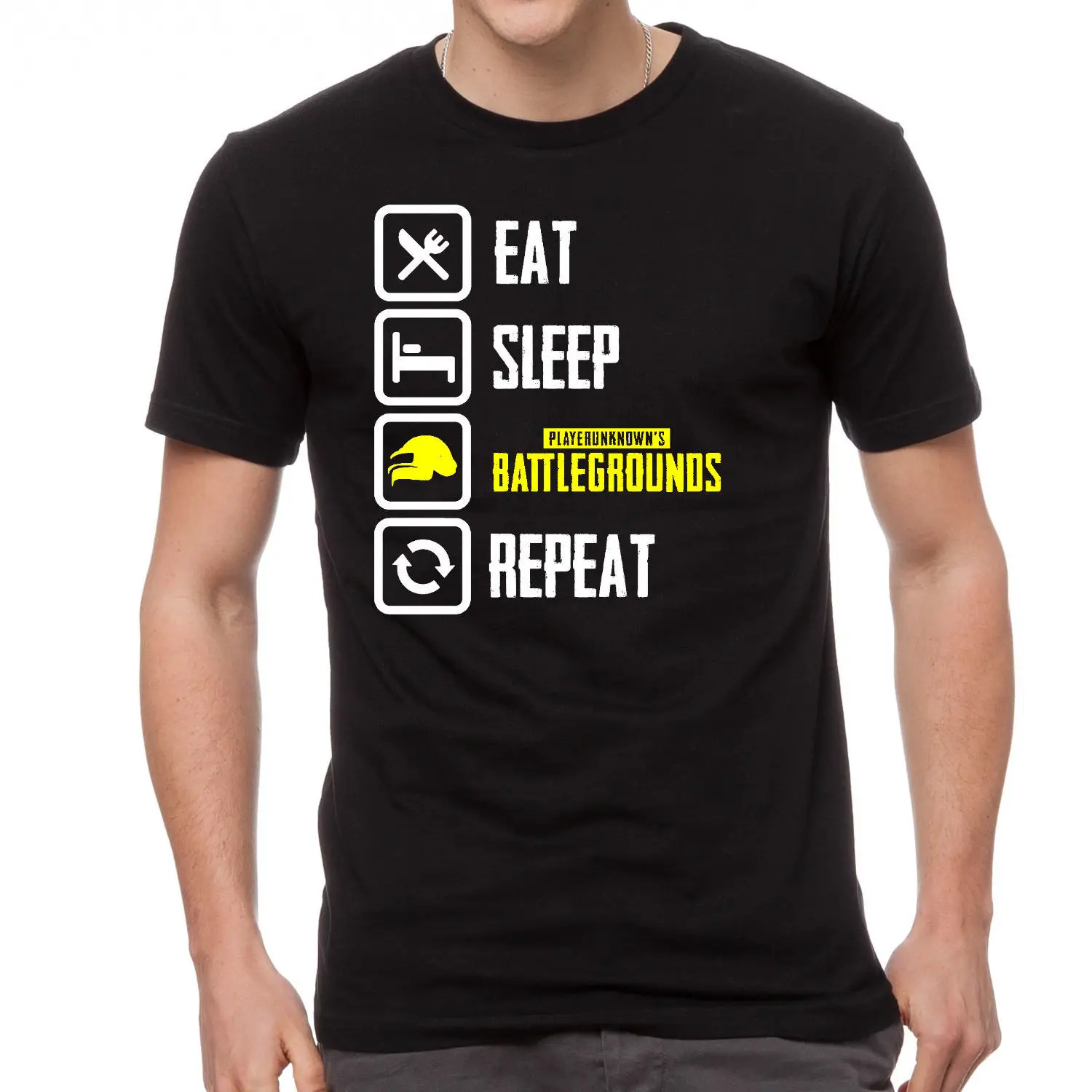 Unknown battlegrounds pubg Eat Sleep Repeat gamer playersunknown футболка новые футболки Забавные топы