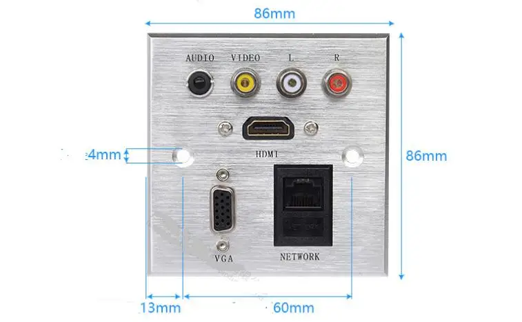 Мультимедийная панельная розетка алюминиевая панельная розетка многофункциональная Информационная панель с аудио, видео, HDMI, VGA, RJ45