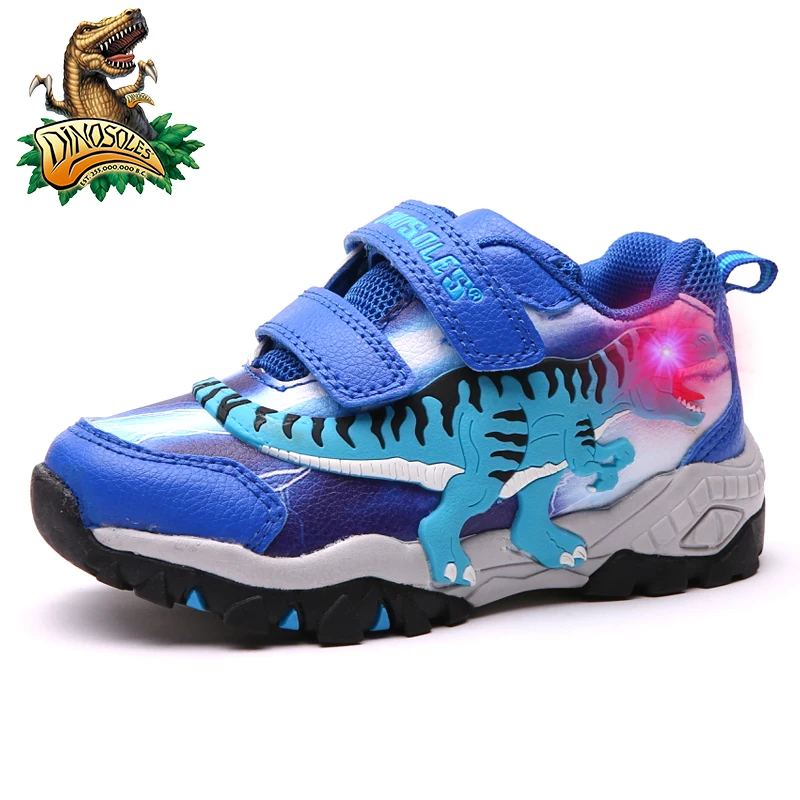 

Dinoskulls Kids Sneakers Light Up Baby Boys Shoes Leather Warm LED Children Trainers 2019 Winter Sports Toddler Boys Shoes